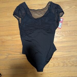 Capezio Black Mesh Cap Sleeve Leotard
